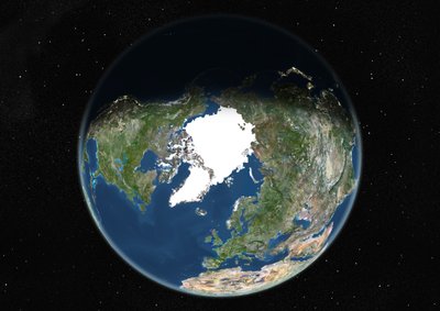 Globo centrato sul Polo Nord, immagine satellitare a colori reali da Unknown